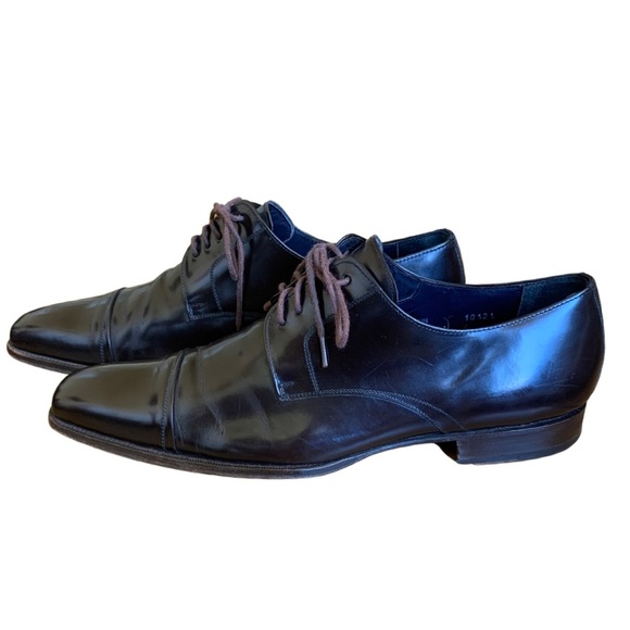 Mezlan Dark Brown Leather Cap Toe Shoes - Picture 2 of 7